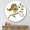Designart - Bluethroat Bird On A Branch - Traditional Metal Circle Wall Art